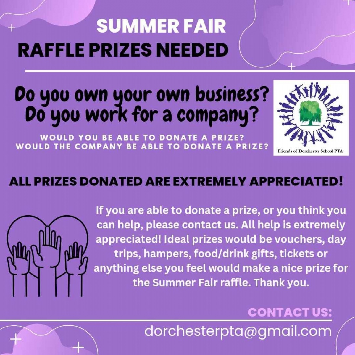 Dorchester Primary - Raffle Prizes Needed